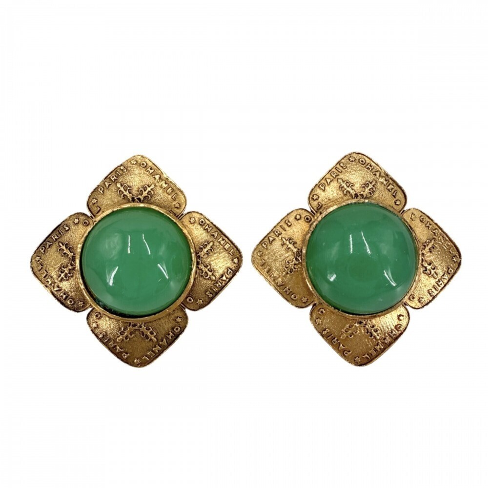 Chanel Earrings, Women's Vintage Accessory, CHANEL GP, Colored Stone, Size 2....